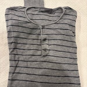 Vince Charcoal and Black Striped Henley